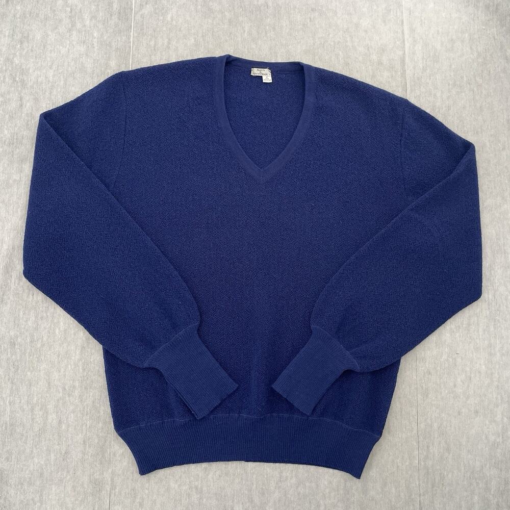 Maus Hoffman Sweater Adult Extra Large Blue Alpaca V Neck Pullover Mens XL